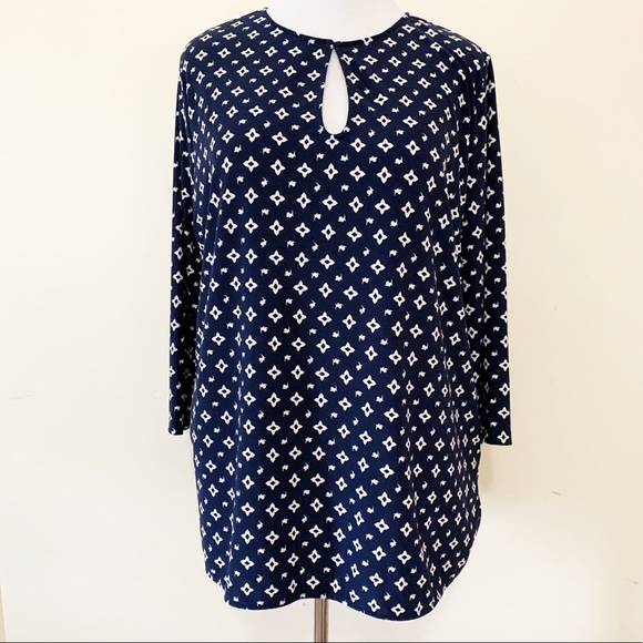 Lauren Ralph Lauren Tops - Lauren Ralph Lauren Patterned Tunic 2X Navy White